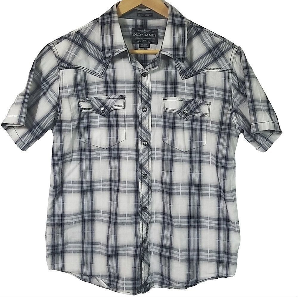 Cody James Short Sleeve Pearl Snap Shirt  sz S